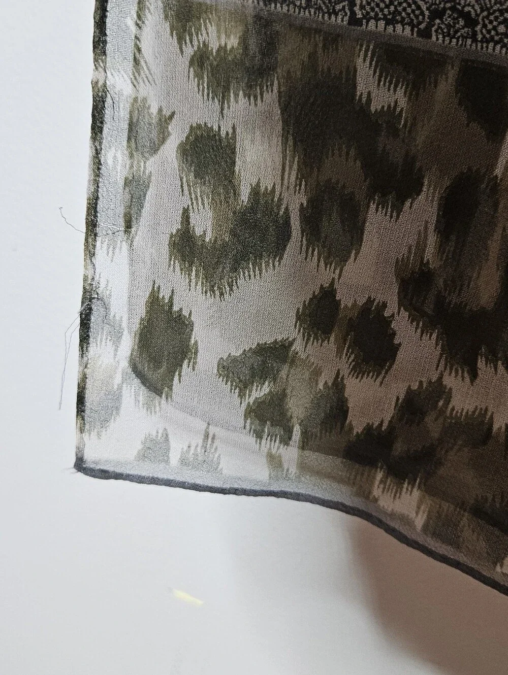 Oscar De La Renta Silk Scarf Leopard Paisley Green Brown 15×58